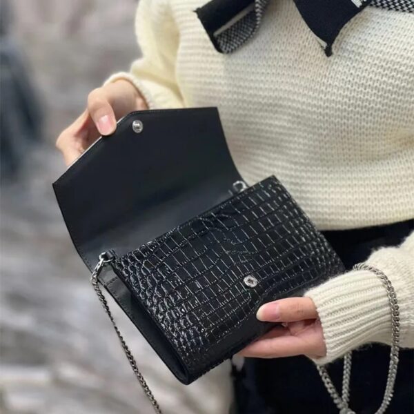 Fashionable Versatile Cow Leather Women’s Bag Lux YL Triangle Shoulder Chain Bag Single HandleApricot High