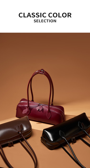 Korean Genuine Leather Underarm Shoulder Bags For Women Trend Designer Long Handle Tote Sausage Ladies HandbagsBlack