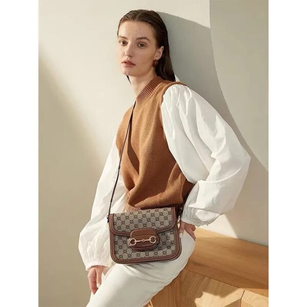 Lux G Handbags Women Bag Design Leather White Collar Fashion Model Kitten Bag Messenger Handheld Shoulder BagBrown High