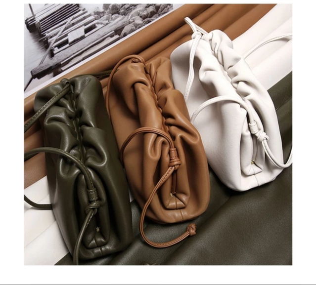 Lux Design Style Fashion Women Cowhide Leather Clutch Party Bag Pouch Large Dumplings HandbagBlack