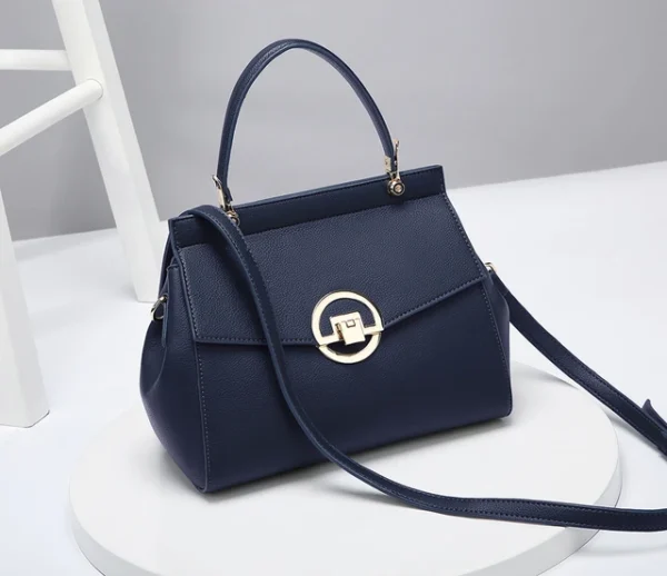 Autumn and Winter New Leather Lux DGG Ladies Handbag Casual Business Shoulder BagBlack Mid